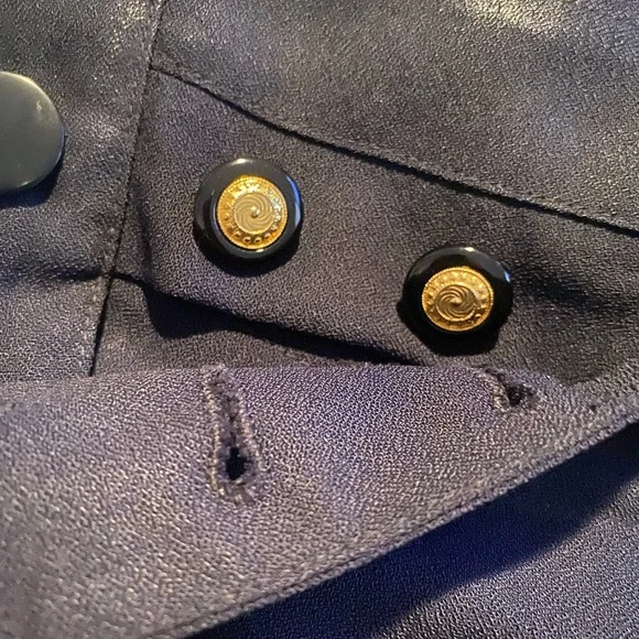 Vintage sailor pants. Blue black crêpe machine.⚓️tie up back  very unique. - Picture 8 of 11